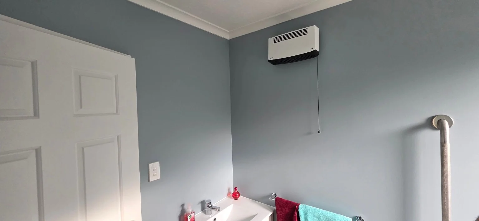 Blue-grey walls and white ceiling trim